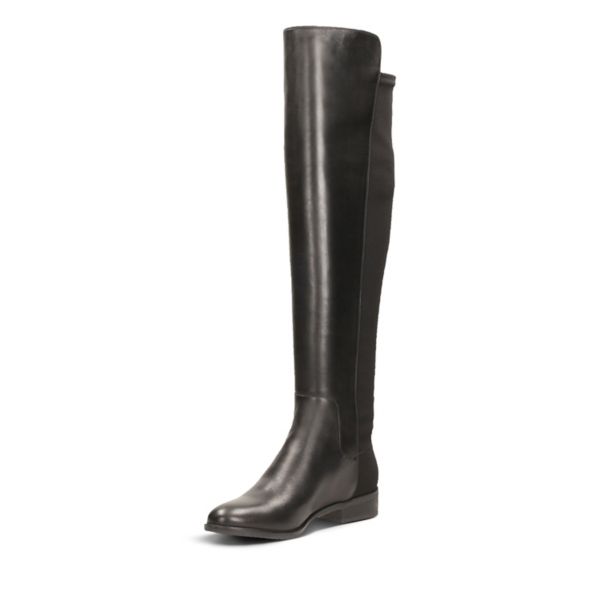 Clarks Womens Caddy Belle Knee High Boots Black | UK-8276015